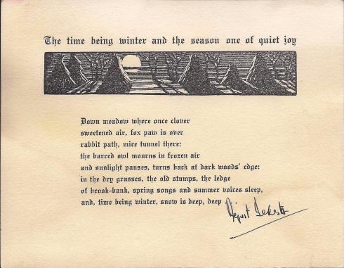 Print of an original August Derleth Christmas card