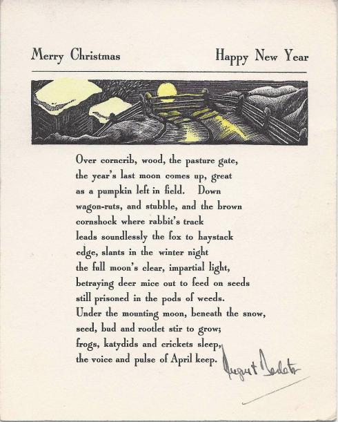 Print of an original August Derleth Christmas card